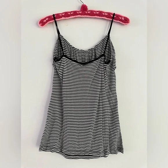LOFT black and white striped tank with ruffles - Picture 2 of 4